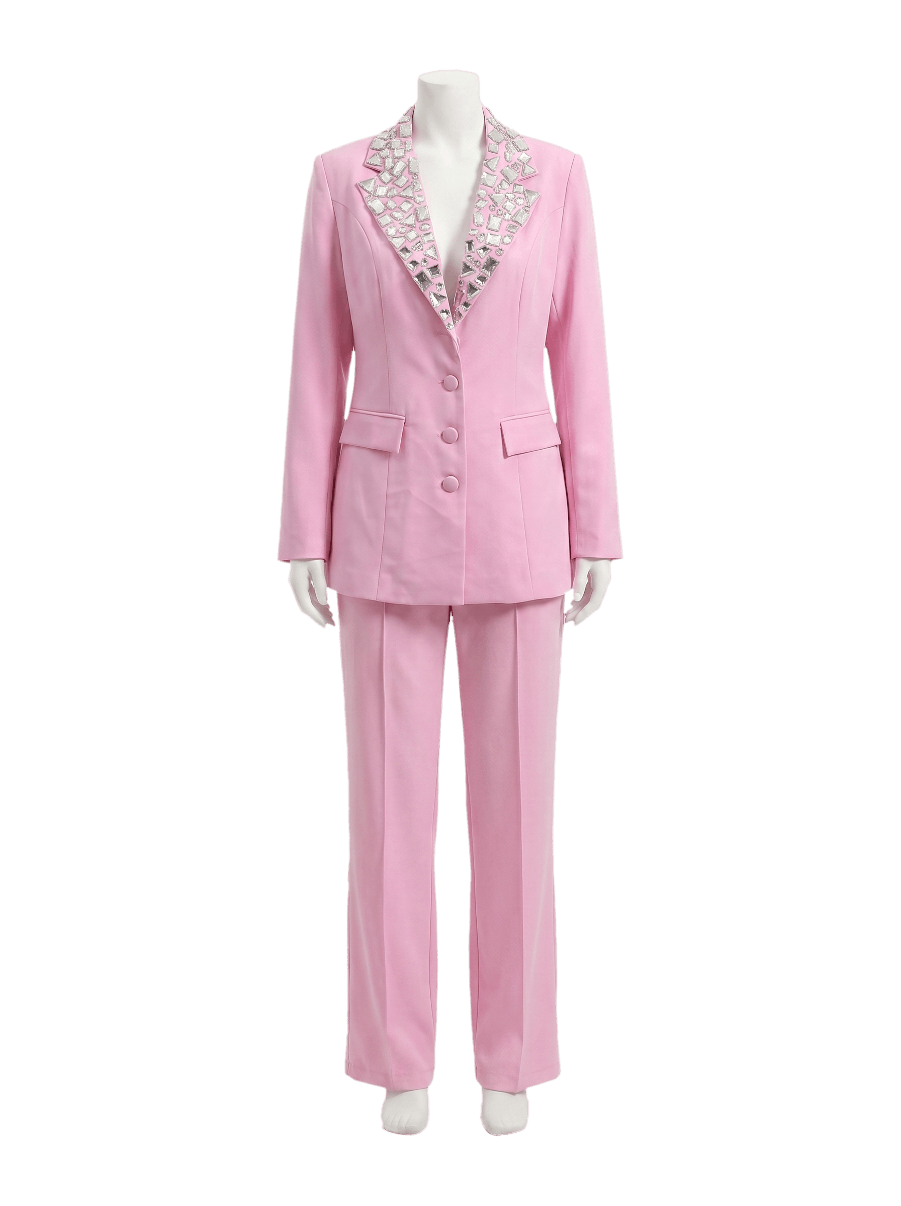 Taş İşlemeli Pembe Ceket Pantolon Takım - Amethyst Blush