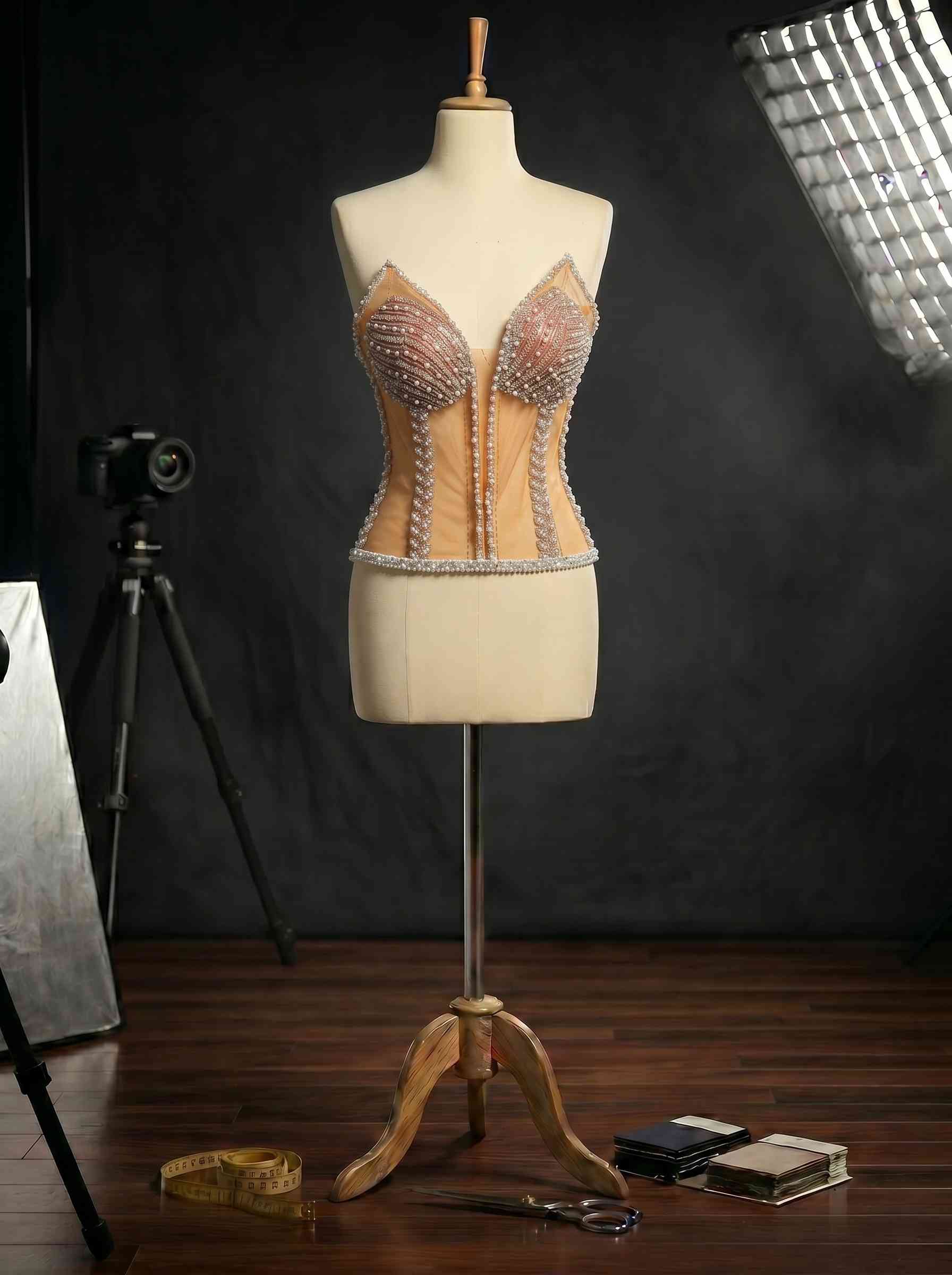 Aurelia İnci İşlemeli Transparan Couture Korset Büstiyer