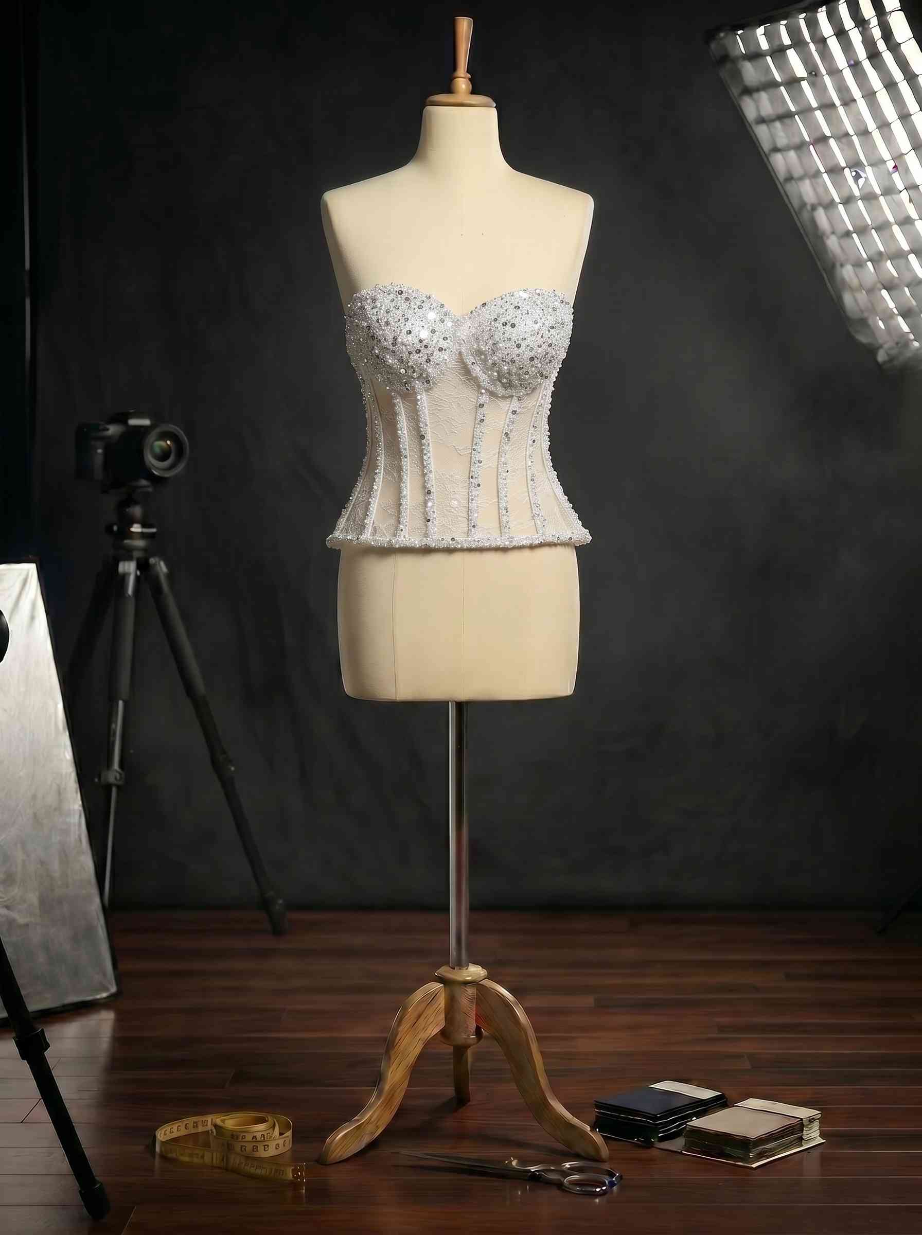 Gümüş Kristal Taş İşlemeli Büstiyer Silver Diamond