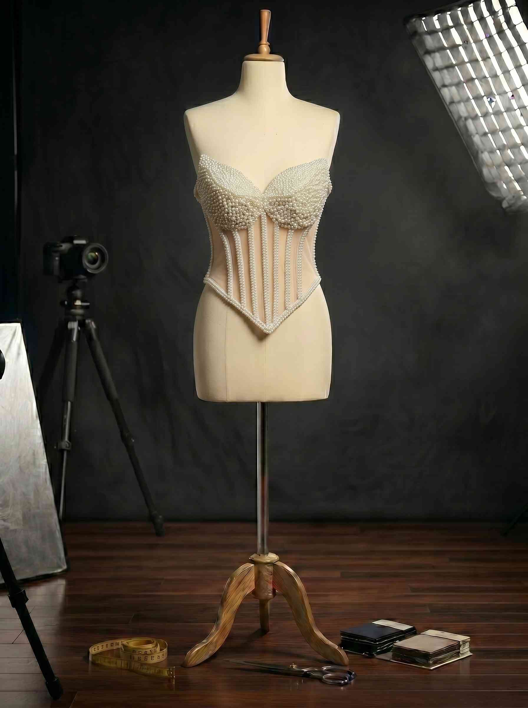 Nivea İnci İşlemeli Beyaz Couture Korset Büstiyer