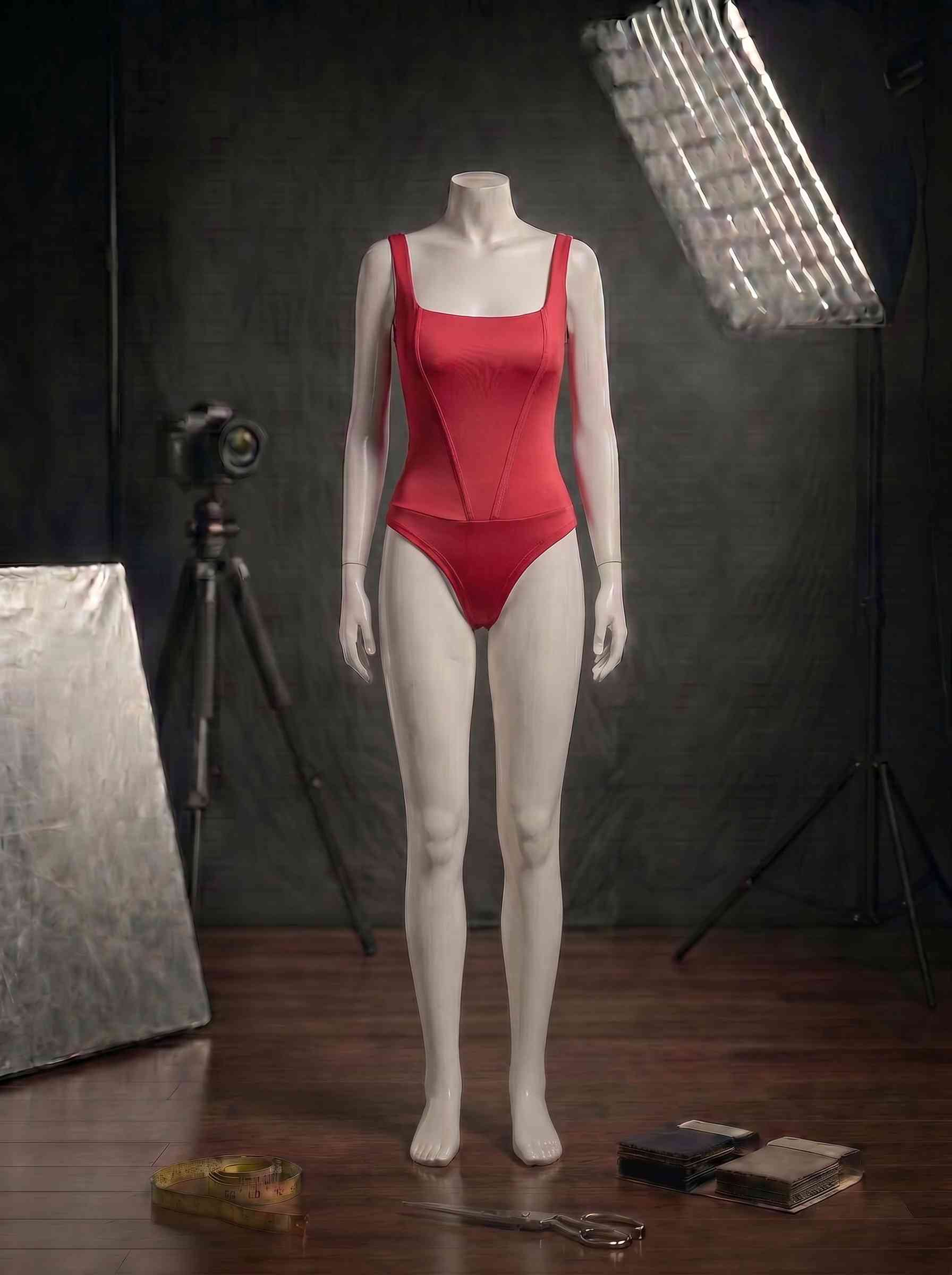 Orvelia Aura Kırmızı Kare Yaka Korse Detaylı Body