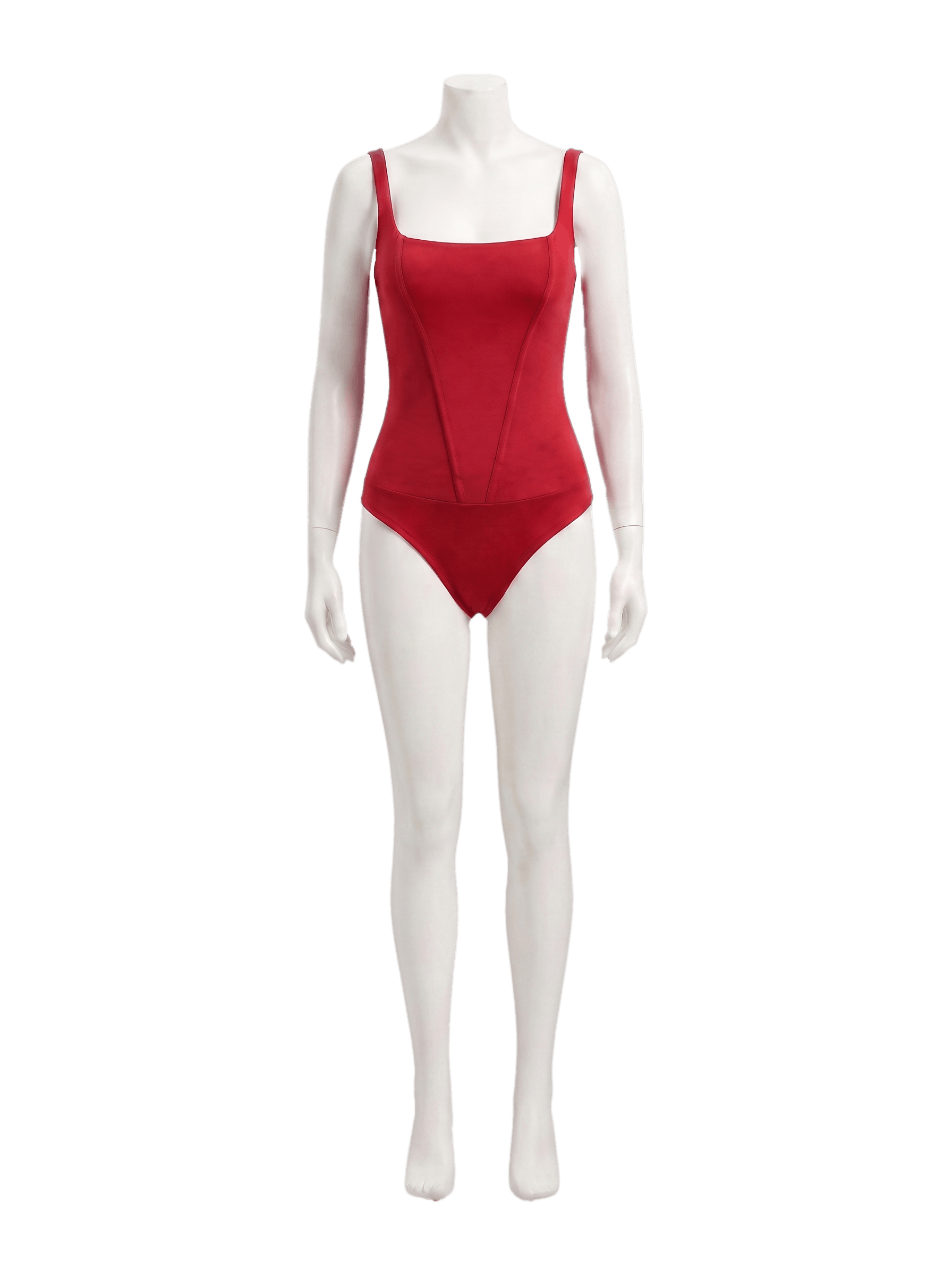 Orvelia Aura Kırmızı Kare Yaka Korse Detaylı Body