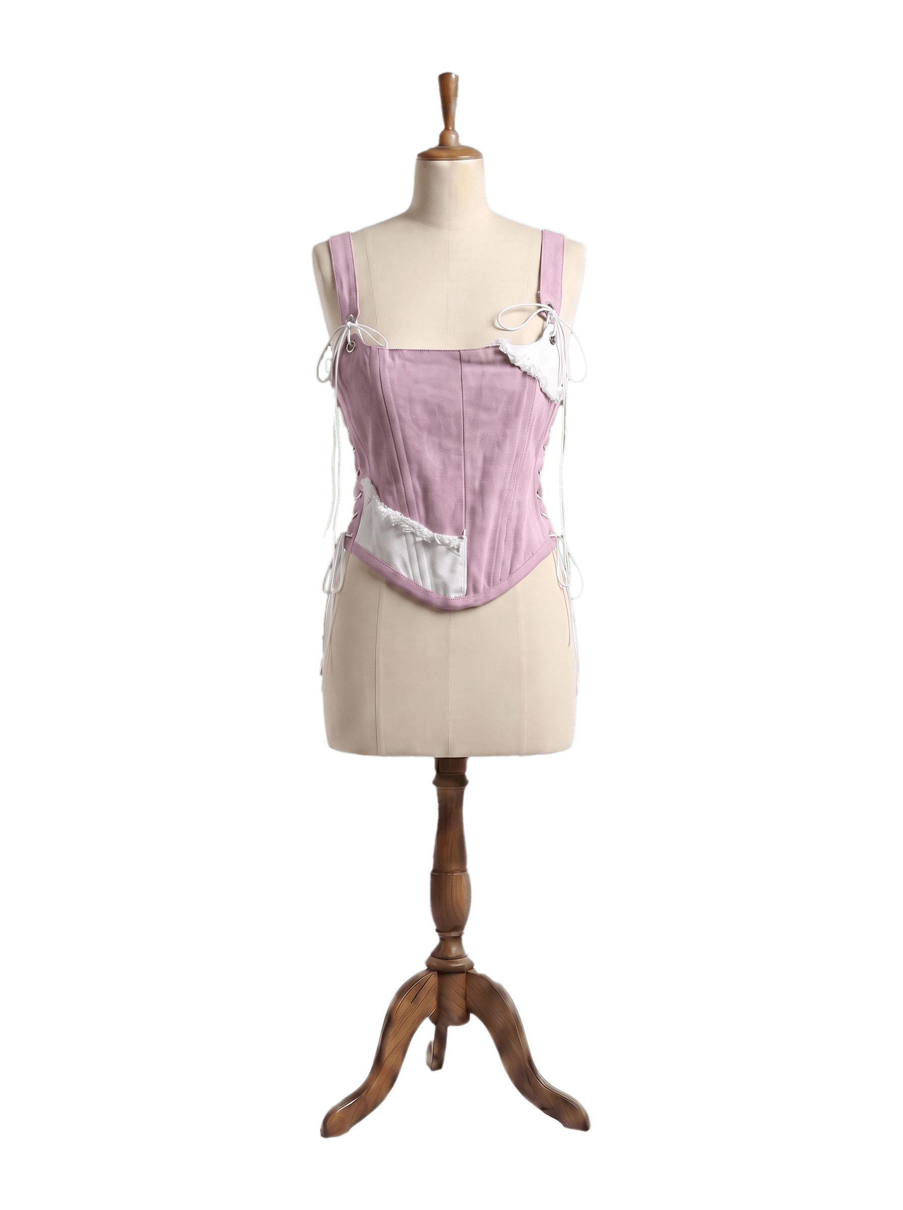 Orvelia Thalia Lila Asimetrik Püsküllü Bağcık Detaylı Askılı Denim Korse Büstiyer