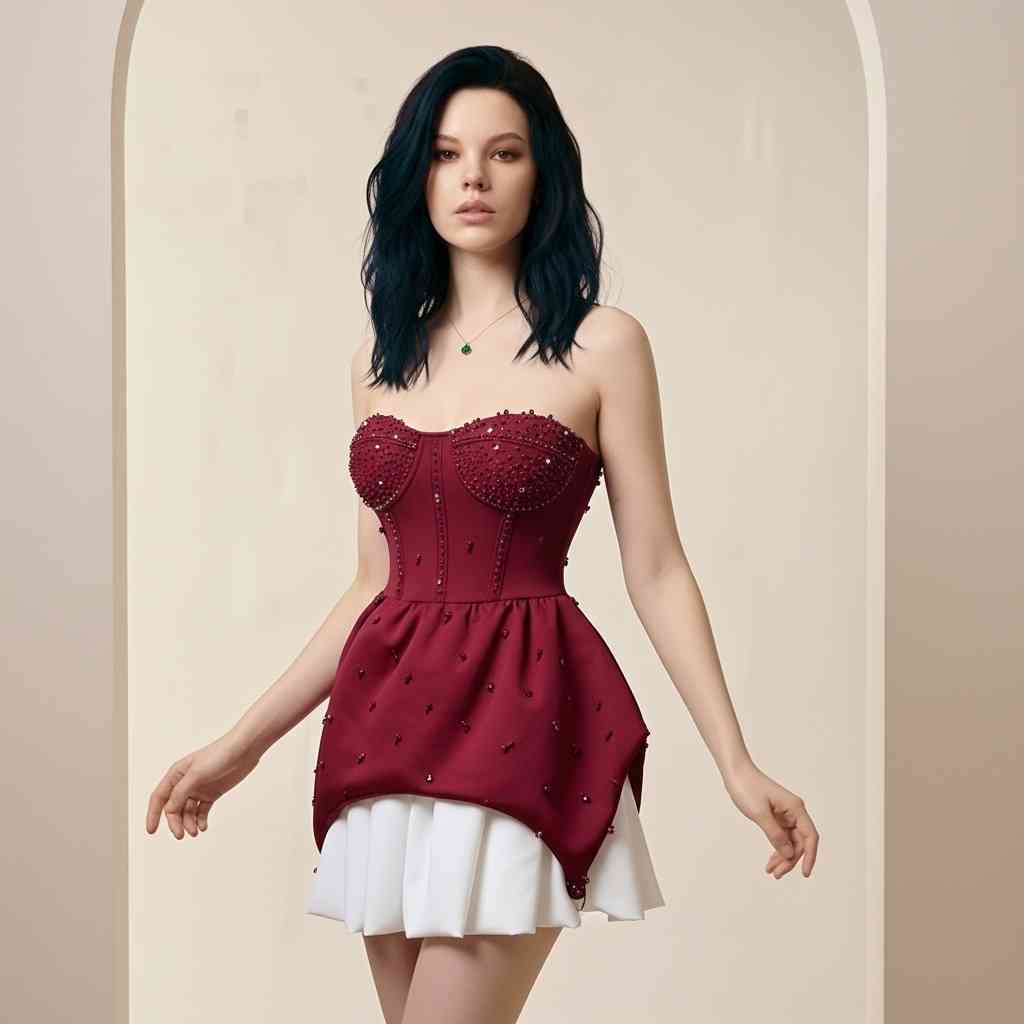 El İşçiliği Boncuklu Korse Mini Elbise Marquise 