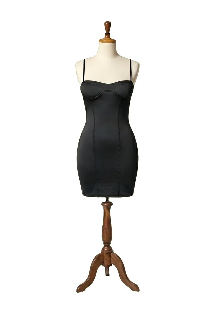 Minimalist Balenli Siyah Korse Mini Elbise Umbra